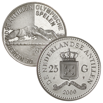 25 Gulden 2000 Olympische Spelen Sydney Nederlandse Antillen Proof